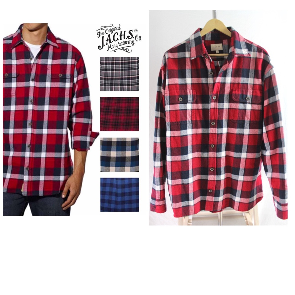 Jachs 9 oz Brawny Flannel Shirt XL Blue White Red